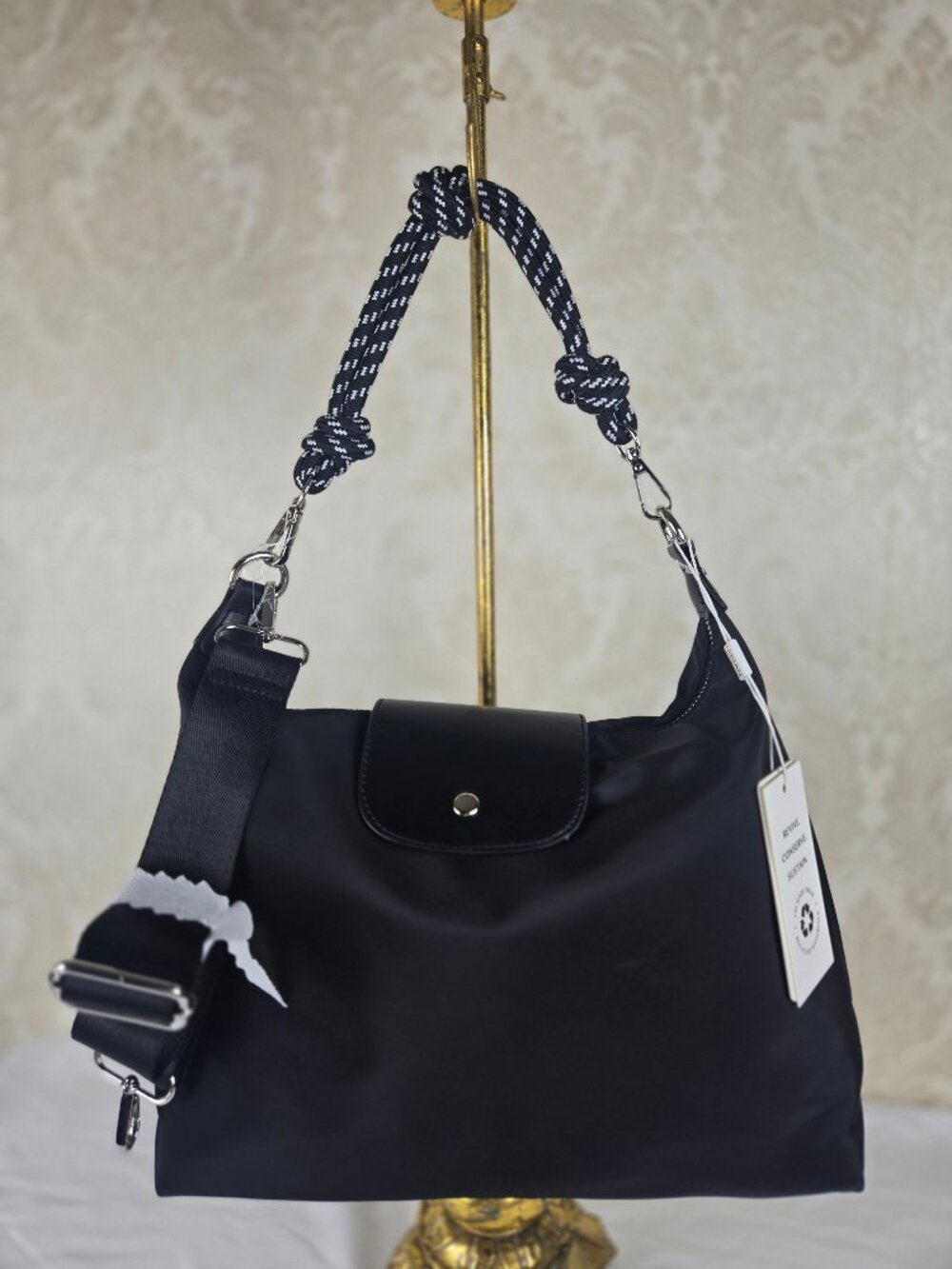Urban Expressiona Black Nylon Bag Shoulder/Crossbody Top Zipper Silver Hardware